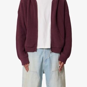 mnml Knit Zip Up - Burgundy Size SBurgundy / S